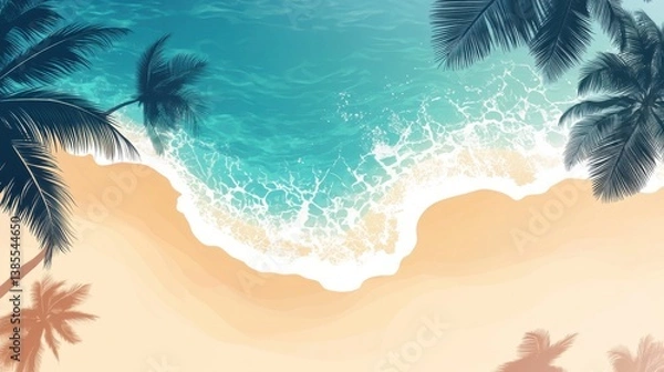 Fototapeta The holiday of Summer with colorful theme as palm trees background as texture frame background  