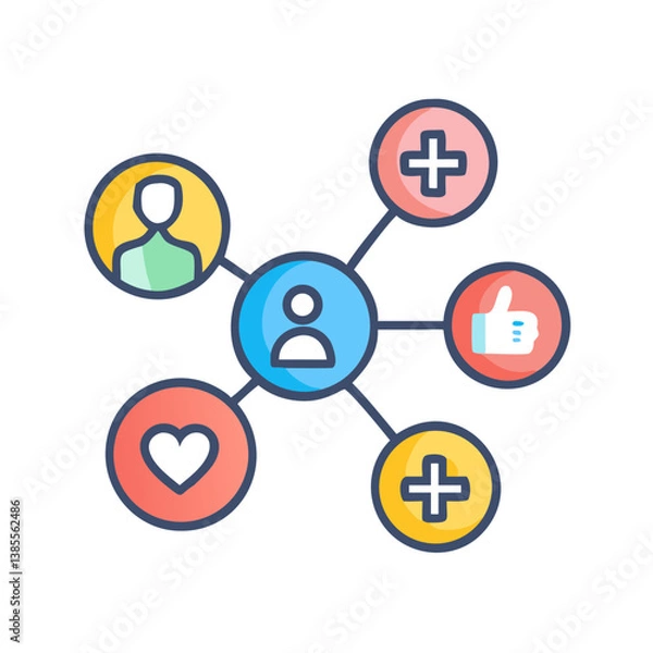 Obraz Social network connection and global business communication concept. Vector icon isolated on white background. social network icons, people network icons. Organization thin line icon set. Containing 
