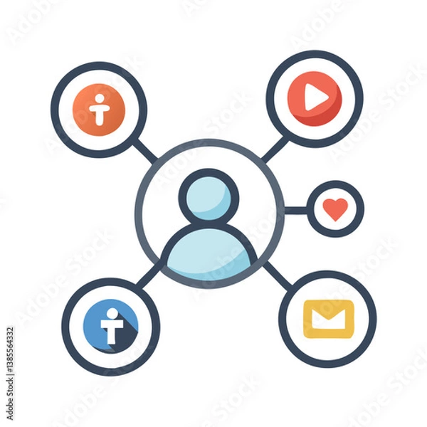 Obraz Social network connection and global business communication concept. Vector icon isolated on white background. social network icons, people network icons. Organization thin line icon set. Containing 
