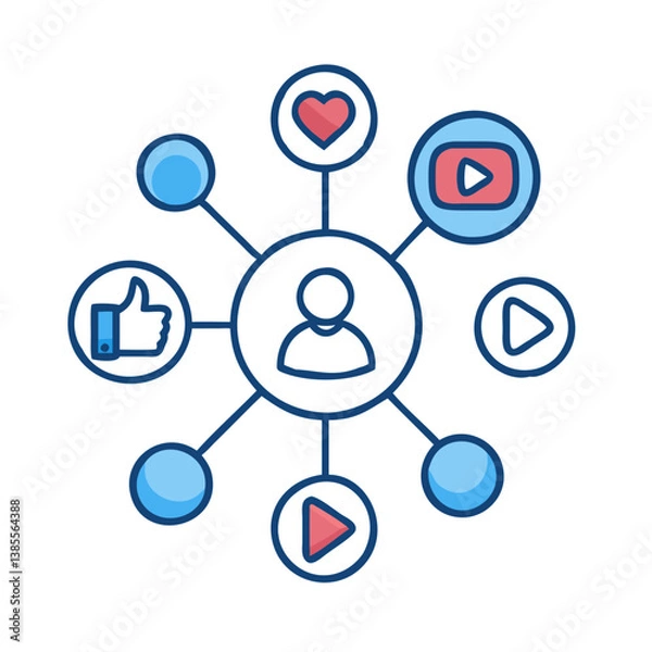 Fototapeta Social network connection and global business communication concept. Vector icon isolated on white background. social network icons, people network icons. Organization thin line icon set. Containing 
