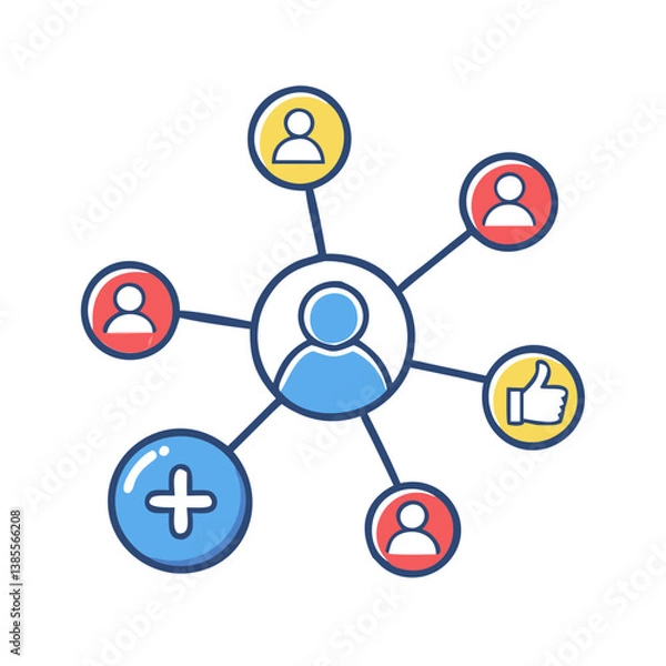 Obraz Social network connection and global business communication concept. Vector icon isolated on white background. social network icons, people network icons. Organization thin line icon set. Containing 
