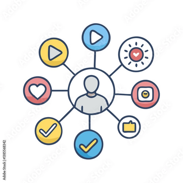 Fototapeta Social network connection and global business communication concept. Vector icon isolated on white background. social network icons, people network icons. Organization thin line icon set. Containing 
