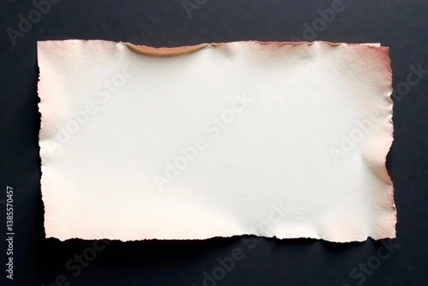 Fototapeta Close up of torn paper edges on dark background with space for custom message, torn paper, blank area, creative