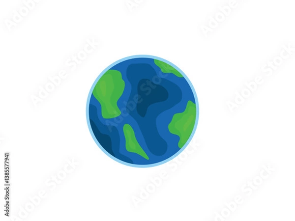 Obraz A cartoon drawing of the Earth with a blue and green color scheme. The drawing is simple and clean, with no text or other details