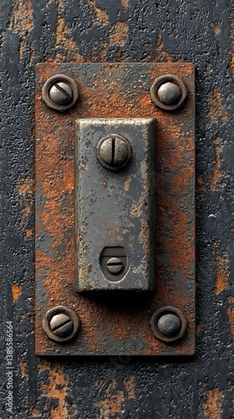Obraz Toggle switch weathered rugged metal plate high resolution picture