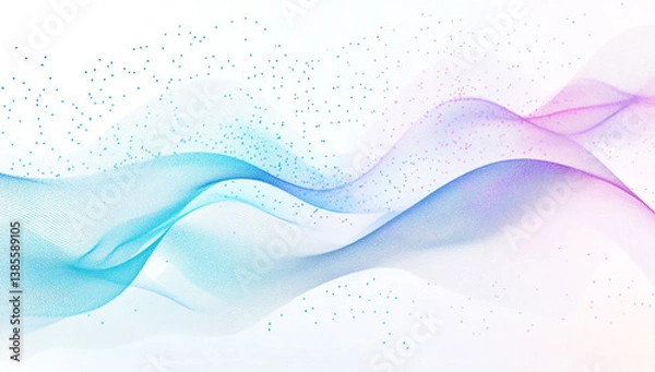 Fototapeta Abstract Wave-Like Lines with Dots and Pastel Colors of Blue, Pink, and White