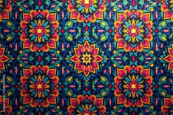 Fototapeta Geometric damask, angular lines & shapes, repeating motif, repeat pattern, modern