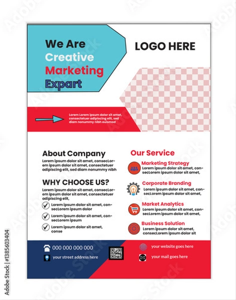 Fototapeta  corporate and modern business flyer A4 template, abstract business flyer creative design, editable vector template
design, new digital marketing flyer set with various color.
