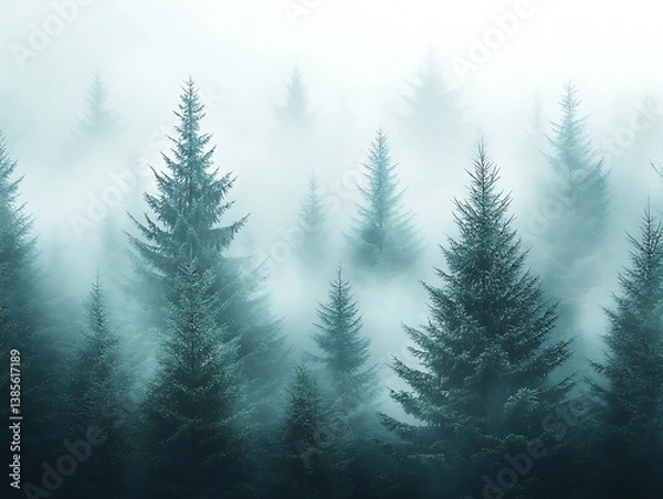 Fototapeta Misty Forest Canopy View