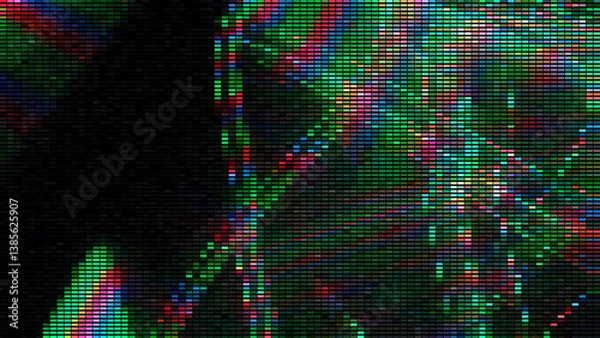 Obraz Abstract technology dark green background with random pixel glitch effect, distortion texture for design concepts, wallpapers, presentations, posters, covers, prints and web. Vector illustration.