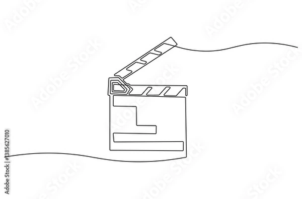 Fototapeta Continuous one line drawing of Movie clapper board. Single line drawing illustration of Film Clapper. Film and movie concept vector art. Line vector illustration.