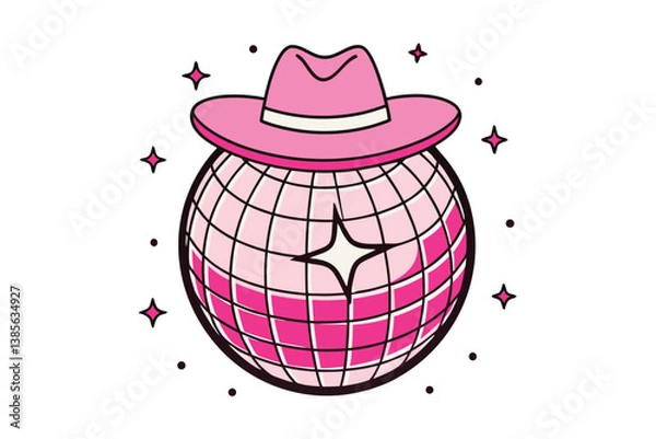 Fototapeta pink cowboy hat vector
