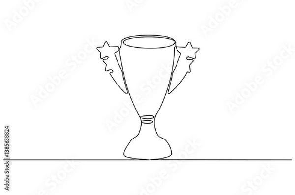 Fototapeta Continuous one line drawing of Award trophy cup. Single line drawing illustration of trophy cup competition. Winner champion concept vector art. Line vector illustration.