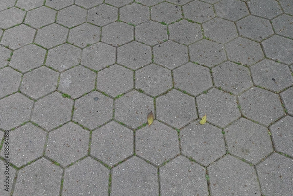 Fototapeta hexagonal outdoor paving geometric shapes pattern on sidewalk tile background texture