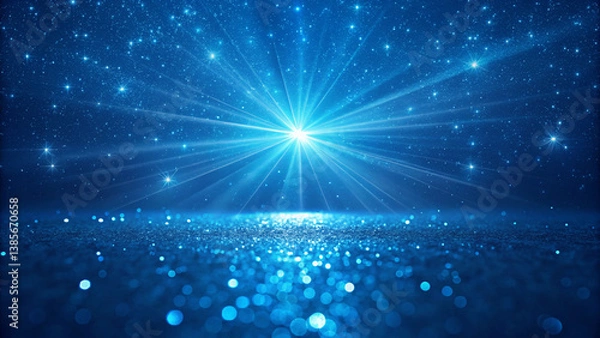 Fototapeta Blue prismatic light background that shines and sparkles, AI