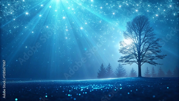 Fototapeta Blue prismatic light background that shines and sparkles, AI