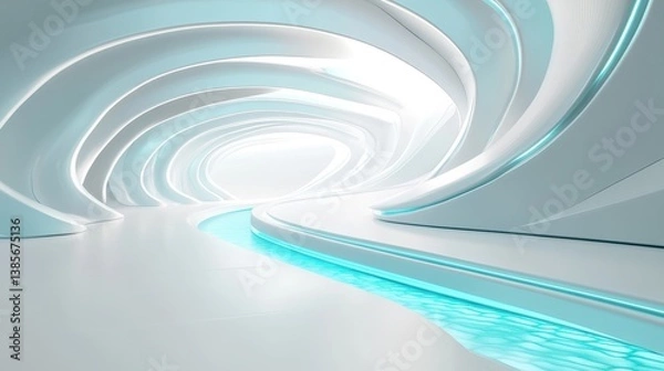 Fototapeta Modern Abstract Interior with Curved Lines and Light