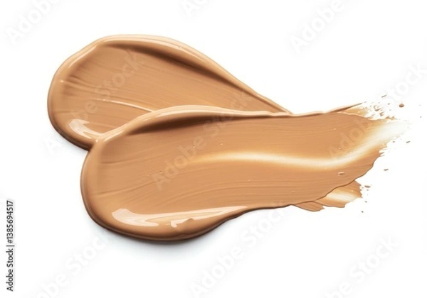 Fototapeta Smeared makeup foundation creamy texture isolated white background