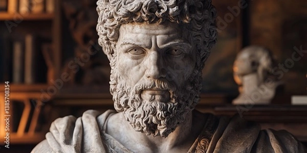 Obraz Marble statue of Marcus, the Stoic philosopher, with a gentle, understanding gaze