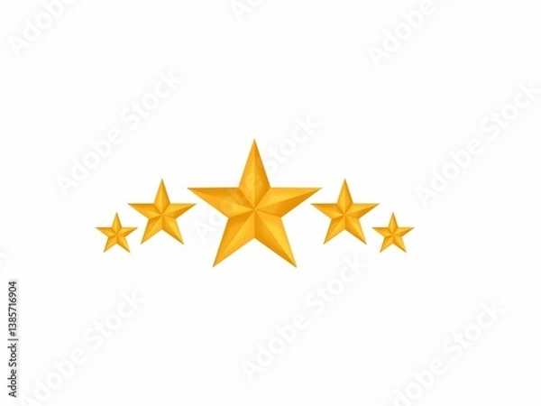 Fototapeta 3d golden 5 stars curved and isolated on white background. 