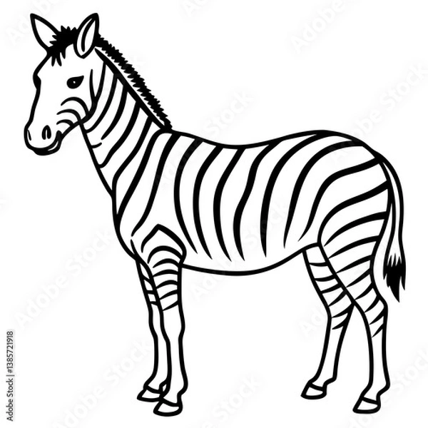 Fototapeta Sleek Zebra One-Line Vector Art