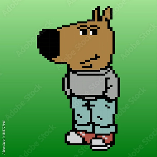 Fototapeta Pixelated art of Chill Guy meme