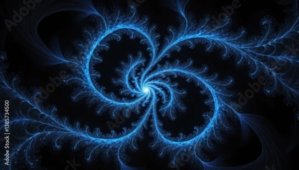 Obraz Ethereal Blue Light Fractal: A Mesmerizing Dance of Light and Darkness