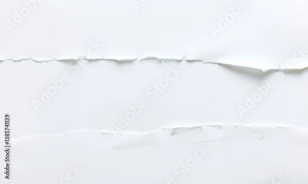 Fototapeta close up view of white paper background featuring torn edges, creating textured and layered appearance that adds depth and interest to composition