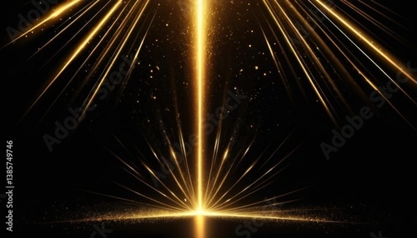 Obraz Elegant golden light burst on a dark background for festive celebration