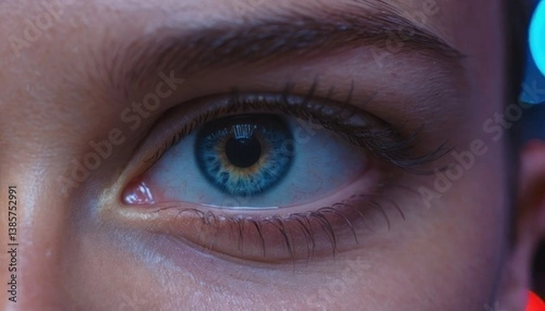 Obraz Captivating Close-Up of an Eye with Striking Blue and Yellow Iris Detail