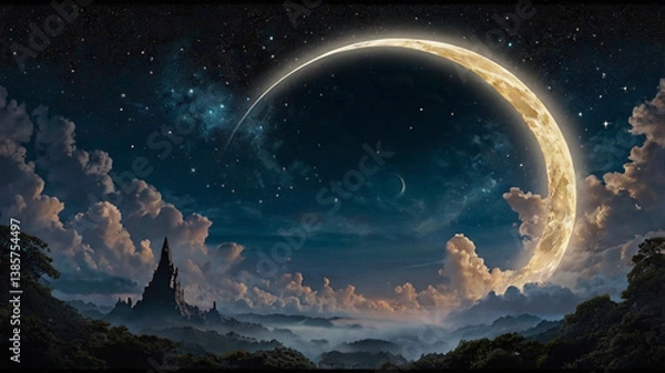 Obraz the moon over the mountains