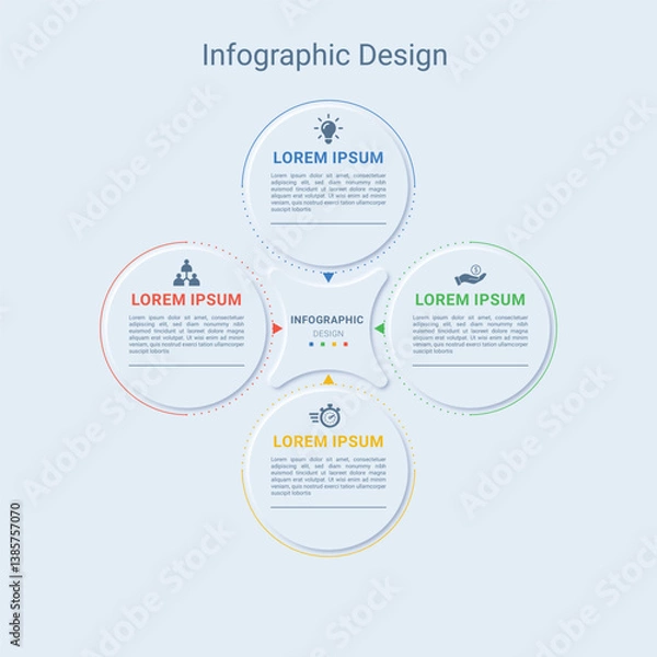 Obraz Neumorphism Circle shape Infographic Design 4 Steps