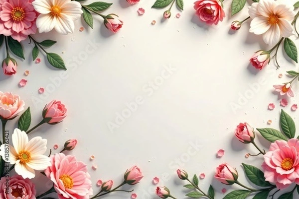 Fototapeta Subtle floral motifs create a delicate, repeating interior design pattern , pattern, nature, room