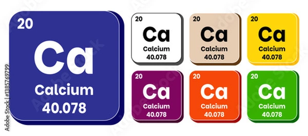 Fototapeta Ca, Calcium element vector icon Set, periodic table element. Vector illustration EPS 10 File. Isolated on white background.