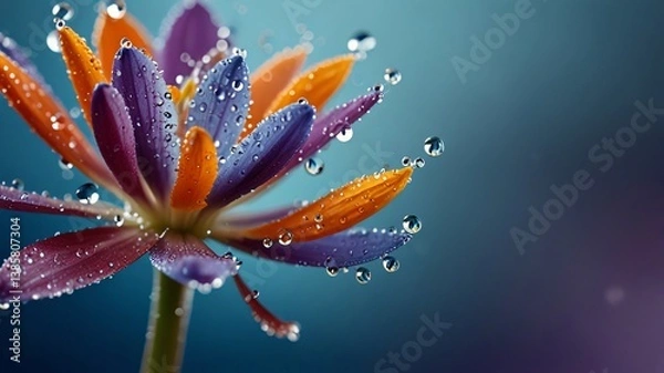 Fototapeta Vibrant Macro Flower with Water Droplets and Ethereal Glow V4