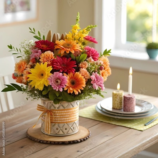 Obraz Table setting with flowers