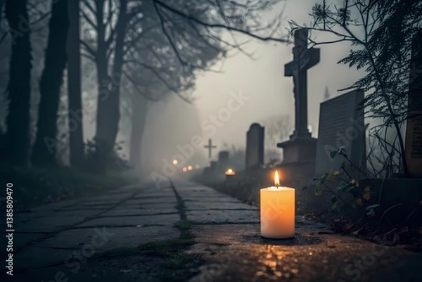 Obraz Candles in the graveyard