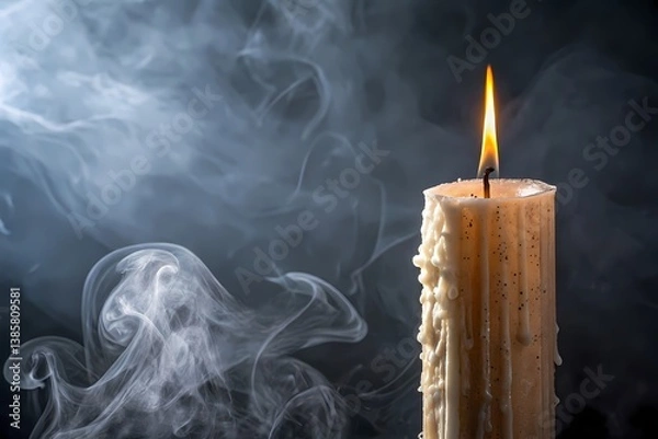 Obraz Burning candle on black background