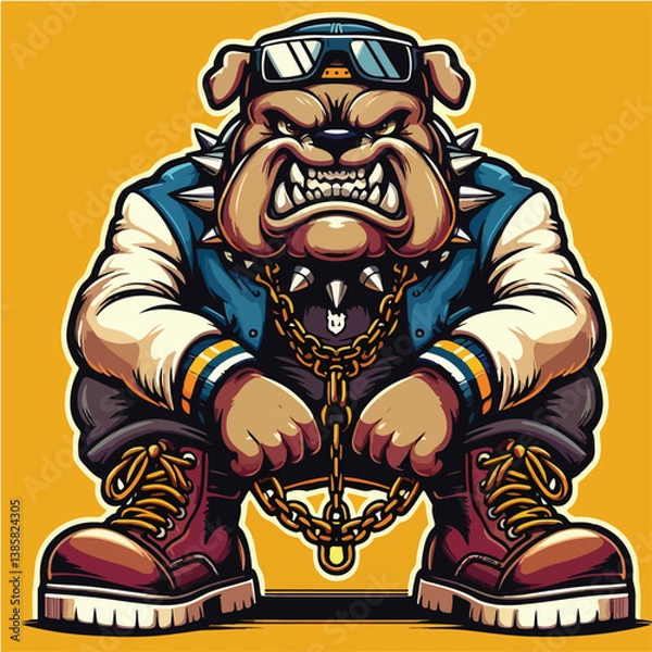 Obraz Gangsta Bulldog Sit Cartoon Style