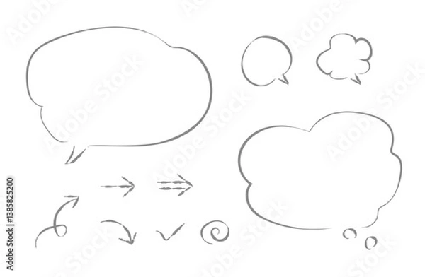 Obraz 手書き薄墨ペン風のシンプルふきだし矢印セット