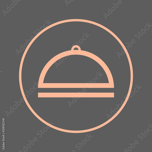 Obraz Food cover circular line icon. Cloche round colorful sign. Flat style vector symbol