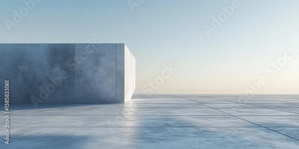 Fototapeta Modern Concrete Structure, Empty Plaza, Sunrise Scene