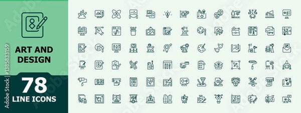 Fototapeta Design linear icon collection. Graphic outline icons pack. Icons for UI designs. Artistic simple icon. Minimalist vector artwork and illustration.