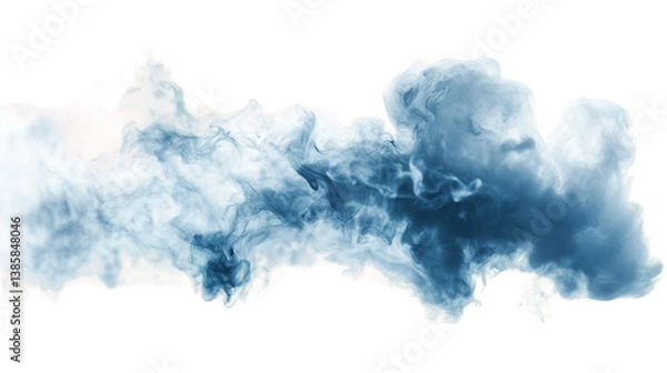 Obraz Abstract Blue And White Smoke Cloud Formation On Transparent Background, PNG