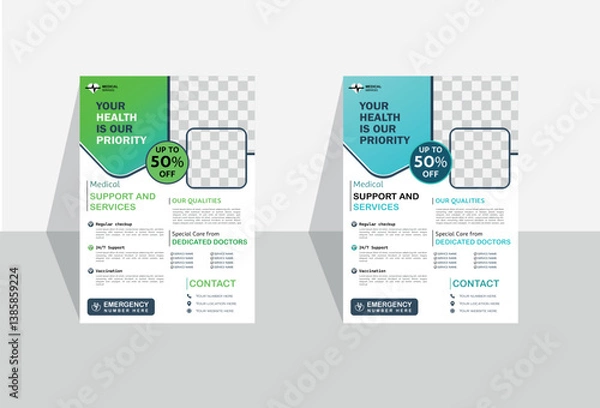 Obraz A clean and professional medical flyer designed to promote healthcare services, clinics, or wellness programs. 