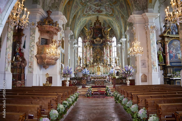 Obraz kirche blumen hochzeit