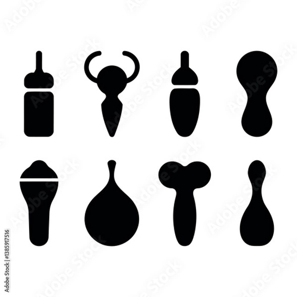 Obraz set of black and white wine bottles