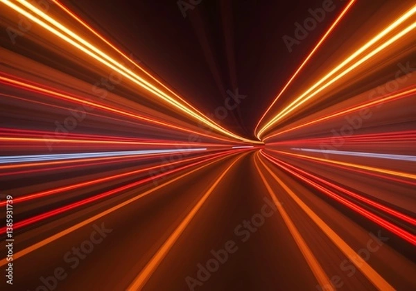 Fototapeta Dynamic Abstract Light Trails Speed, Motion, Energy, Tunnel Vision, Futuristic Digital Art.