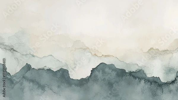 Fototapeta Abstract watercolor art background template. blue and beige watercolor backdrop empty space for text, banner, presentation or product display graphic design