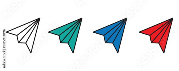 Fototapeta set of colorful Paper airplane icon. colorful paper plane, Message sending concept for UI.